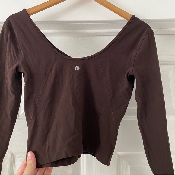 Lululemon Align Dark Brown Cropped Long Sleeve Top - Picture 4 of 5